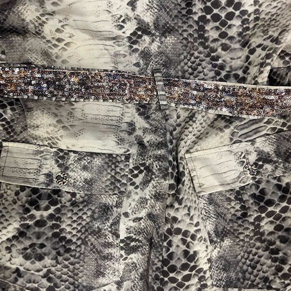 Le Superbe Snake Skin LE Jumpsuit Size 12 Color Cream/Gray/Brown - Picture 5 of 11